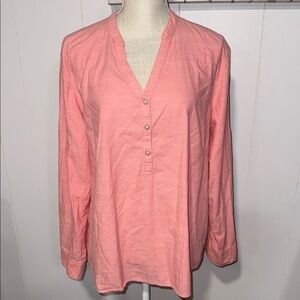 Riders by Lee Coral Button-Up Blouse